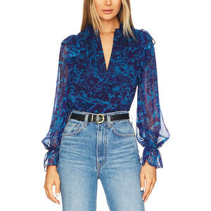 Amanda Uprichard 'Jameson' Blue Georgette Top Size S